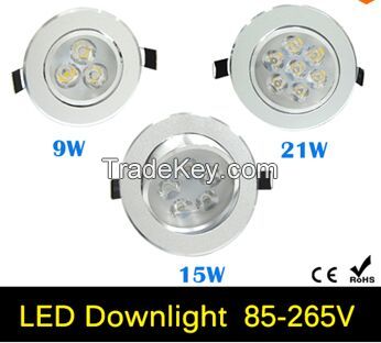 9W 15W 21W AC85V-265V 110V / 220V LED Ceiling Downlight Recessed LED