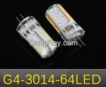 Silicone LED lamps G4 6W 3014 SMD 64LEDs Crystal Chandeliers LED Bulb