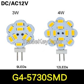 AC / DC 12V 5730 SMD G4 LED Crystal lamp 3W 4W Chandelier Flower bulb