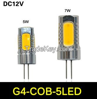 COB G4 5W 7W LED lamp Crystal Chandelier DC 12V, 5LEDs