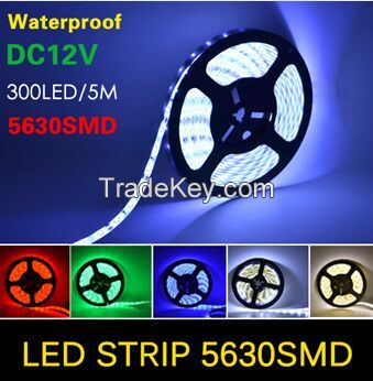 Waterproof 5M LED Strip 5630 (5730) SMD 60LEDs/M Flexible DC 12V