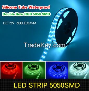 600LEDs/5M Silicone Tube Waterproof SMD 5050 RGB Double Row LED Strip