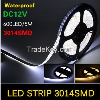 Waterproof 5M SMD 3014 LED Strip 600LEDs/5M Flexible DC 12V light