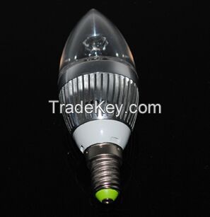 Silver Bubble tip E14 3W 3LED 330 Lumens LED Candle lamps Bulb AC220V