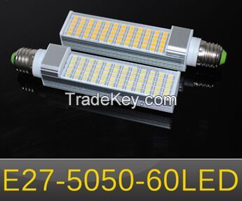 AC 85V 110V 220V 265V 15W E27 5050 60 LEDs Horizontal Plug lamp