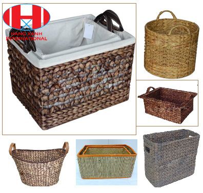 Rectangular Water hyacinth Basket, Rattan baskets, storage baskets, Palm leaf trays, handicraft Vietnam Viet Nam