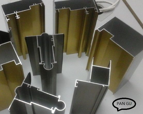 aluminum window profile with electrophresis golden