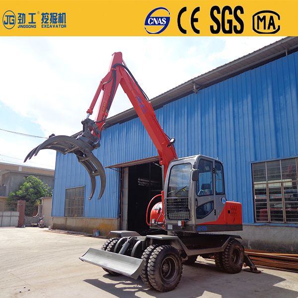 7.5t small Double Drive Wheel Excavator with Clamp function JG-SZ75