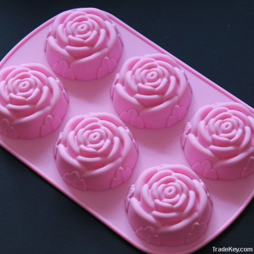 manufactory 6 cup flower shape silicone muffin mould