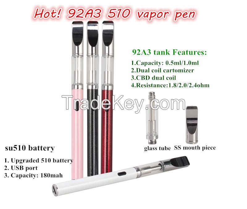 Slim E Cigarette pen Vape atomizer 0.5 ml oil and wax 510 hemp cbd oil