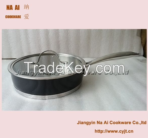 Stainless steel pan deep frying pan sauteuse pan