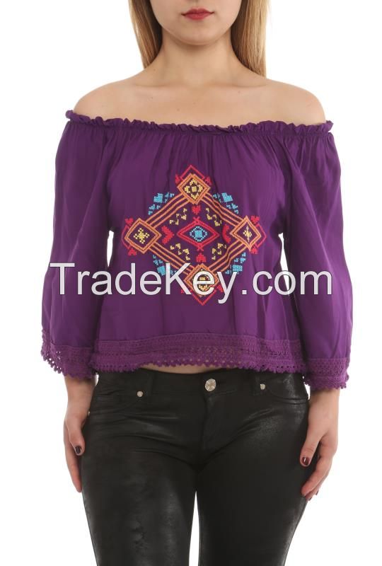 casual summer long sleeve women blouses made in Turkey