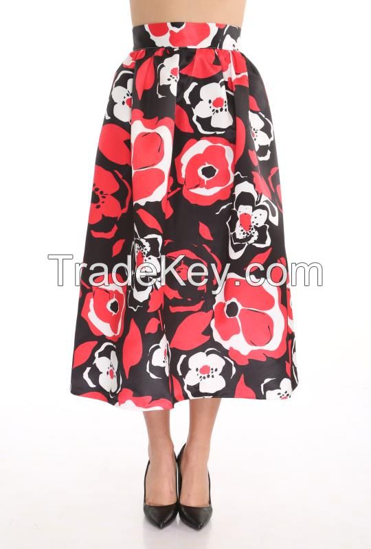 midi lenght women skirts with flower print