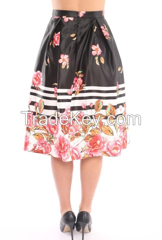 Wholesale A-Line Flower Print Women Skirts 