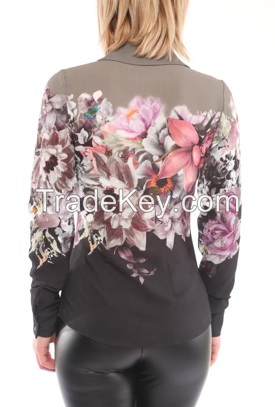 Wholesale Women Blouses With Long Sleeves and Flower Prints