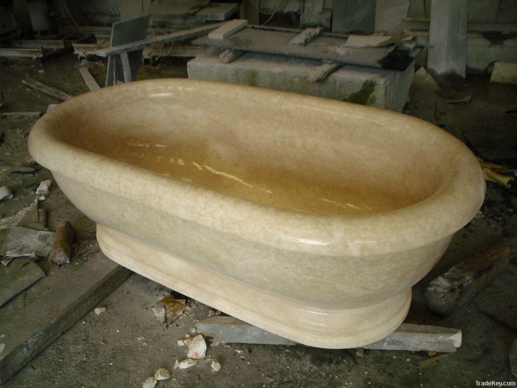 Sunny beige marble stone bathtub