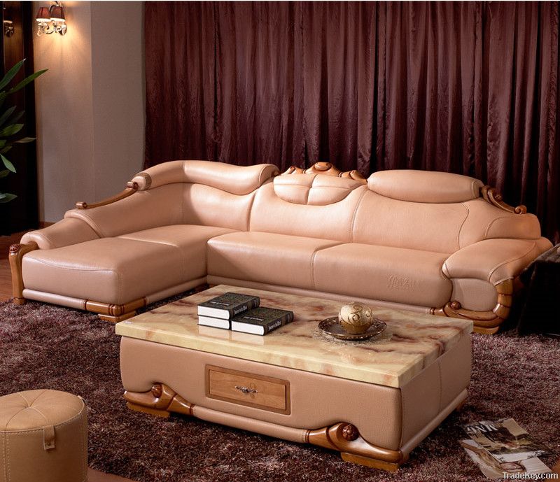 Classic Living Room Leather Corner Sofa (A209B)