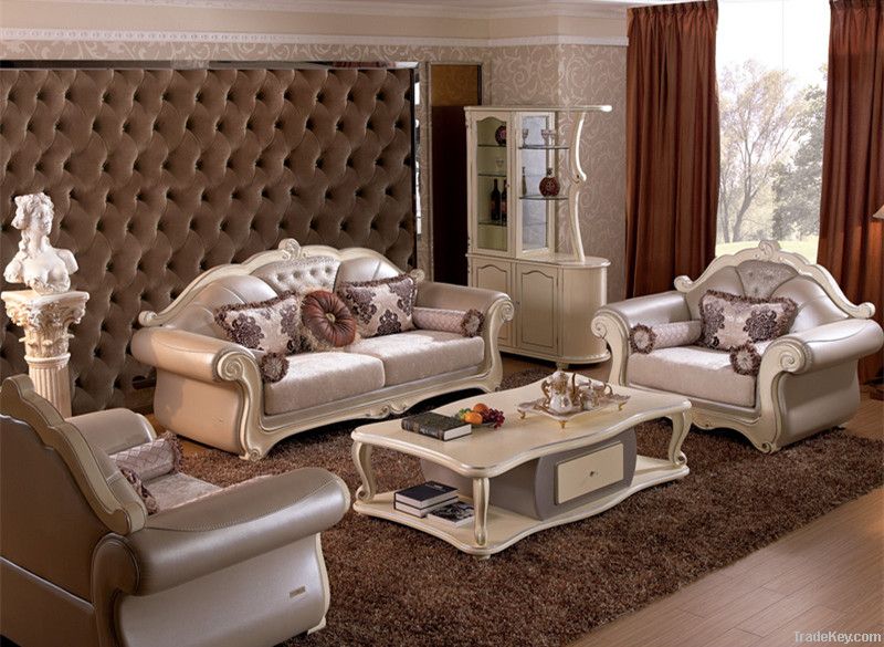 New Design Neoclassical Leather&Fabric Sofa (1038A)
