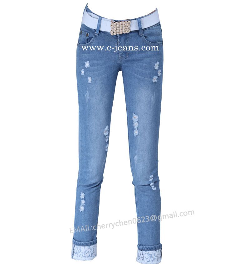 Black Colour Fashion Design for 2014 Lady Jeans Wholesale Price