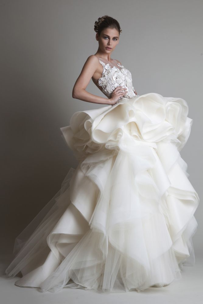 Ball Gown Floor Length Ruffled Wedding Dress