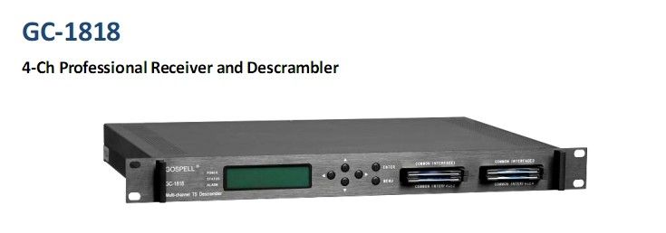 Professional satellite Receiver(IRD)  DVB-S/S2/C/T/T2 input with CAS/CAM/CI/FTA slot