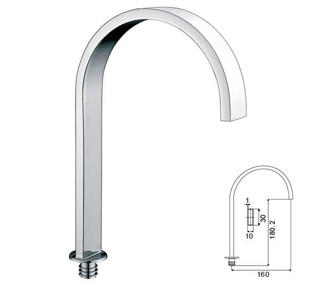 Good Price China Stainless Steel SS Square Faucet Spout, Tap Faucets Water Spouts