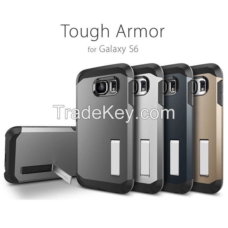 Samsung Galaxy S6 edge case, tough armor Shockproof PC Bumper Frame Cases with kickstand for S6 edge
