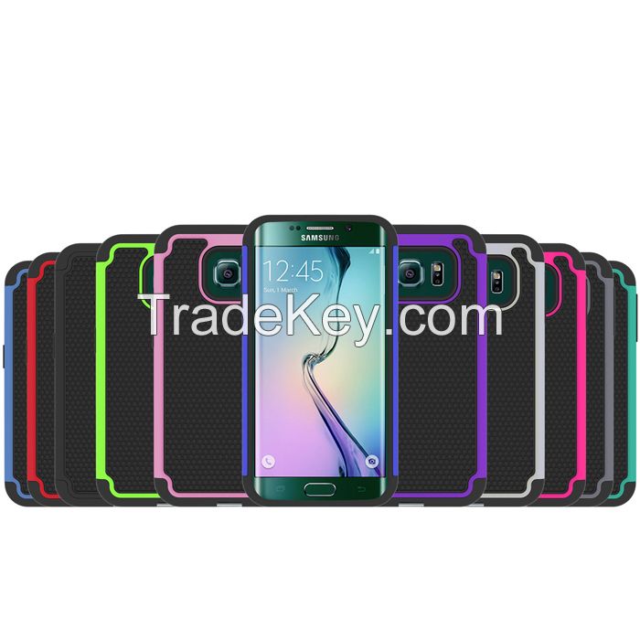 Hot New Products For 2015 Heavy Duty Hybrid Hard Combo Case For Samsung Galaxy S6 Edge G9250 G925F with Ball Textured