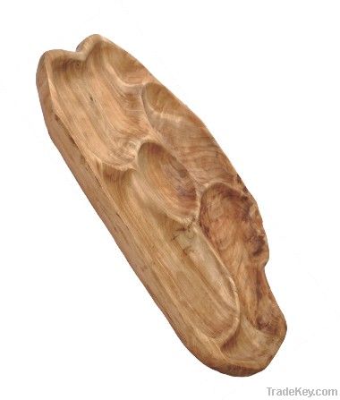 Naturally Hand Carved Wooden Root Compartment Platters