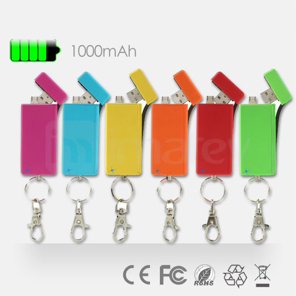 2014 Patent Keychain Power Bank 1000mAh Charge Sync Memory Three In One