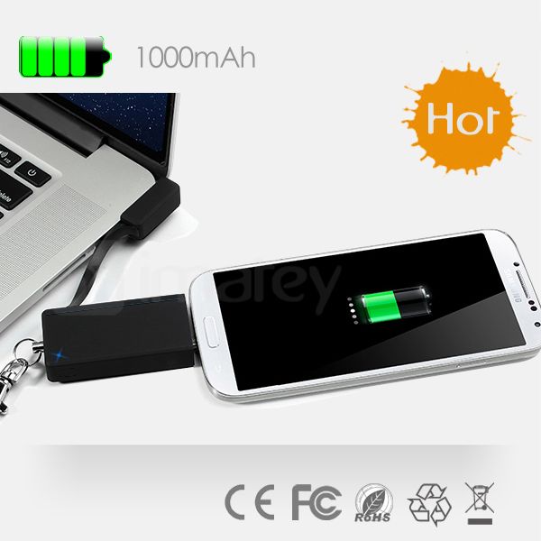 2014 Patent Keychain Power Bank 1000mAh Charge Sync Memory Three In One