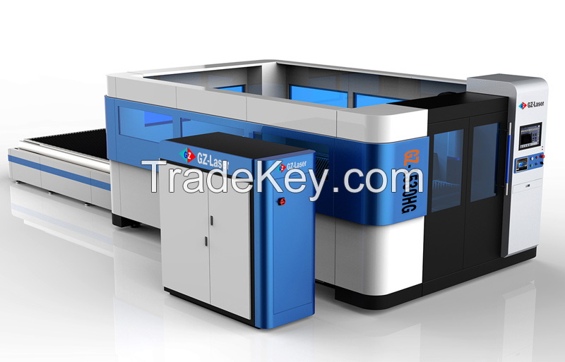 GZ1530HG Fiber Laser Cutting Machine with housing and exchange table