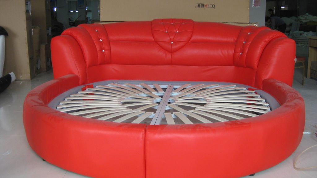 A021 red modern design  round Leather Bed,kid bed, girl  bed,music bed