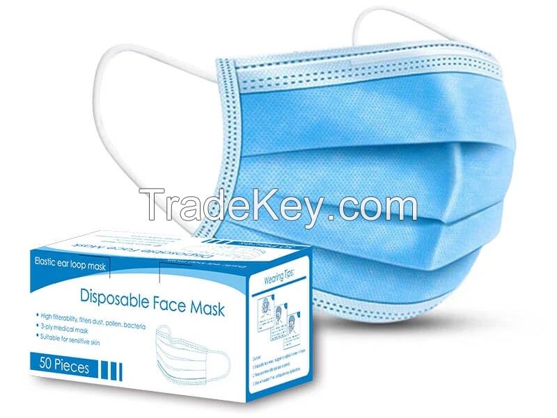 High Quality cheap PPE 3 ply earloop face mask disposable 