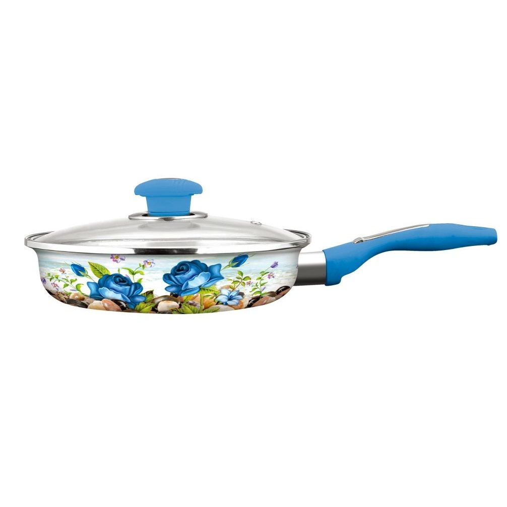 kitchen products fry pan pot with flower label color optional