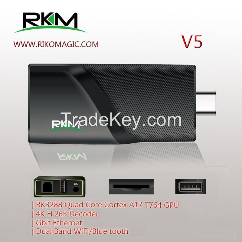 Rk3288 Quad Core 4k Android Mini Pc V5, Support Gigabit Lan, 4kx2k, H.265 Decoding