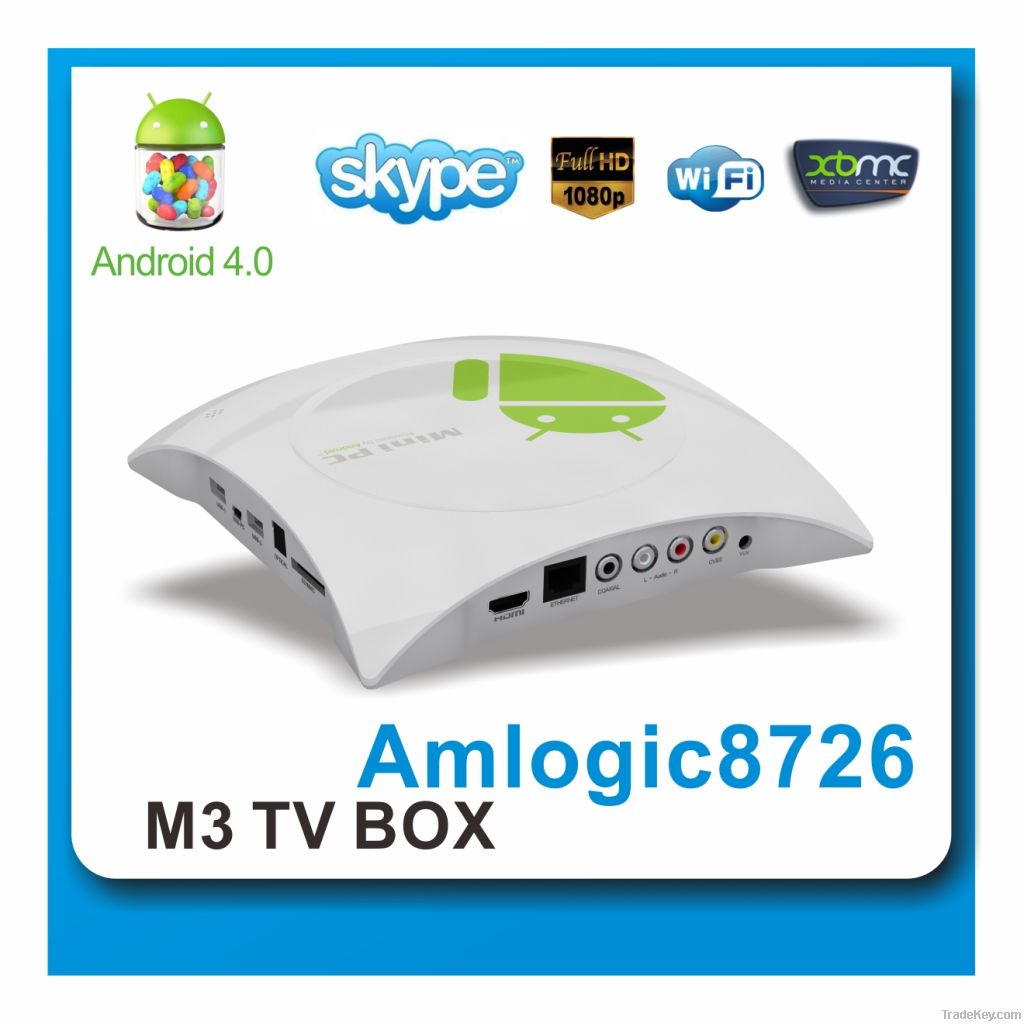 hot selling android Internet tv box Amlogic 8726 M3 smart tv box