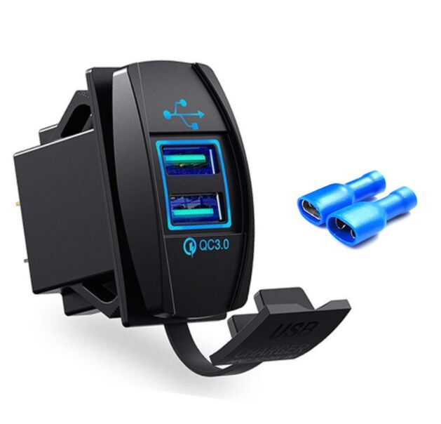 Universal Dual 2 Port USB QC 3.0 Car Fast Charger Power Socket Blue Green Red LED Light 12v 24v for iPhone Samsung LG Android Phone