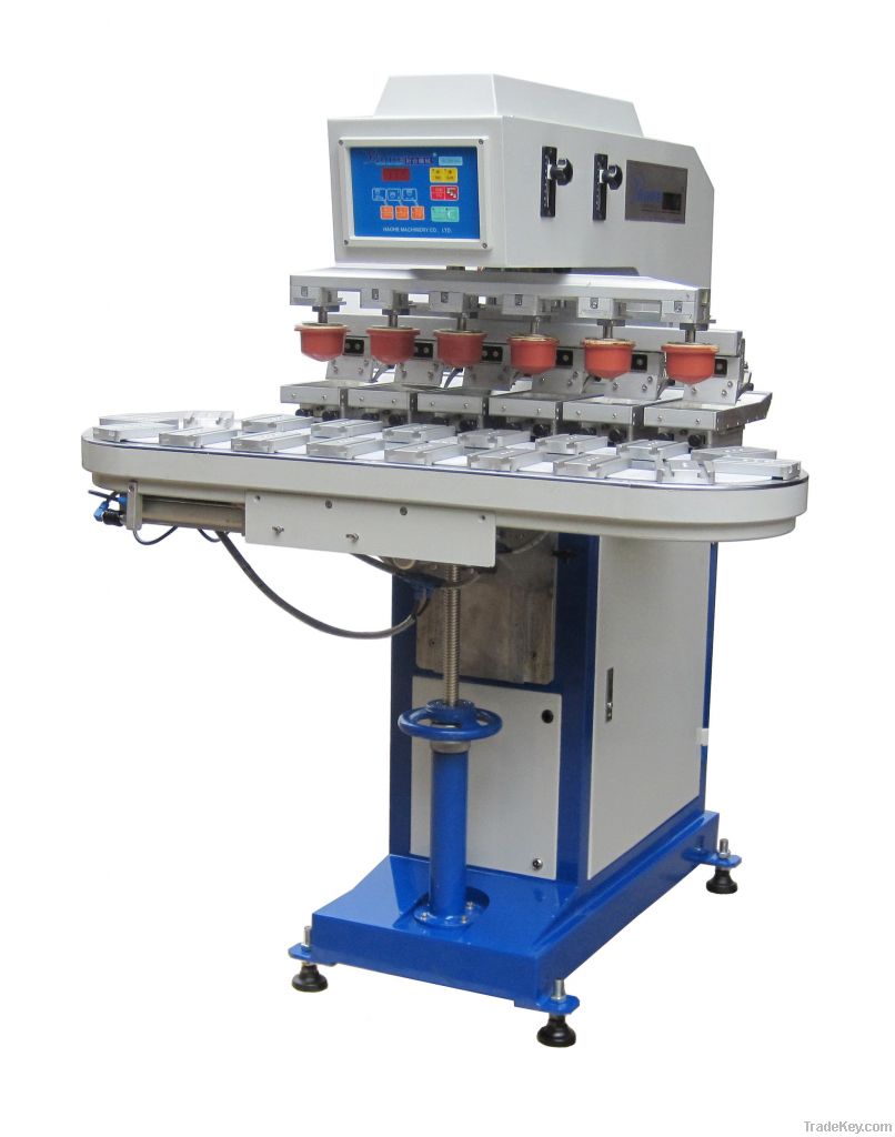 Six Color Pad Printer with Conveyor Belt