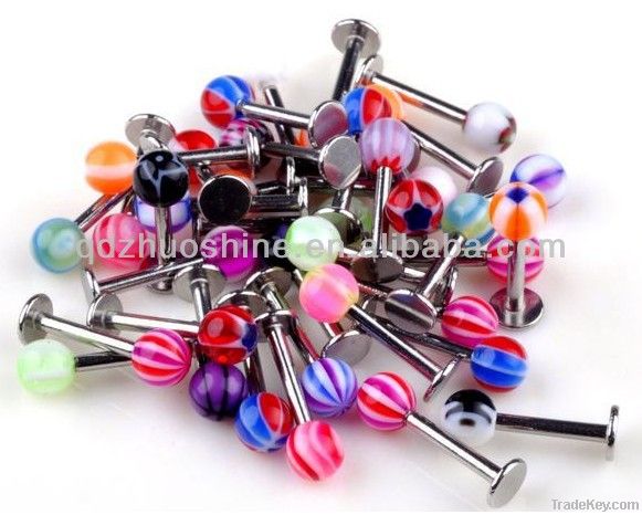 Hot sales piercing jewelry acrylic labret ring lip rings