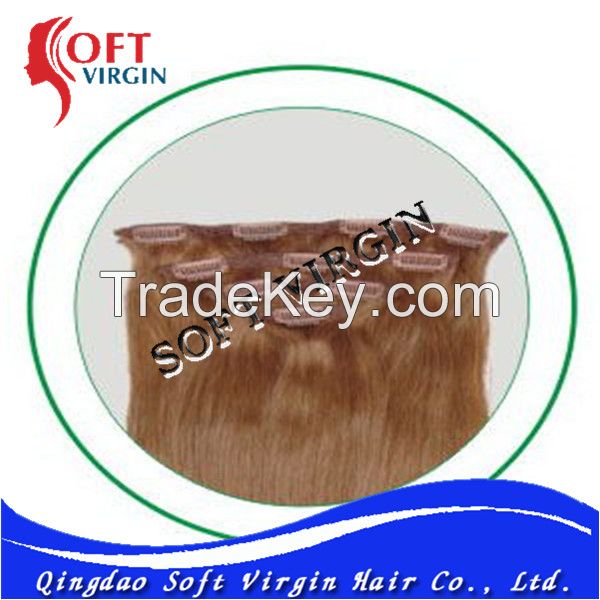 Clip in human hair extensions