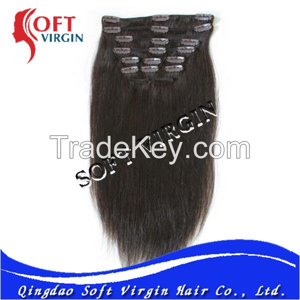 Clip in human hair extensions