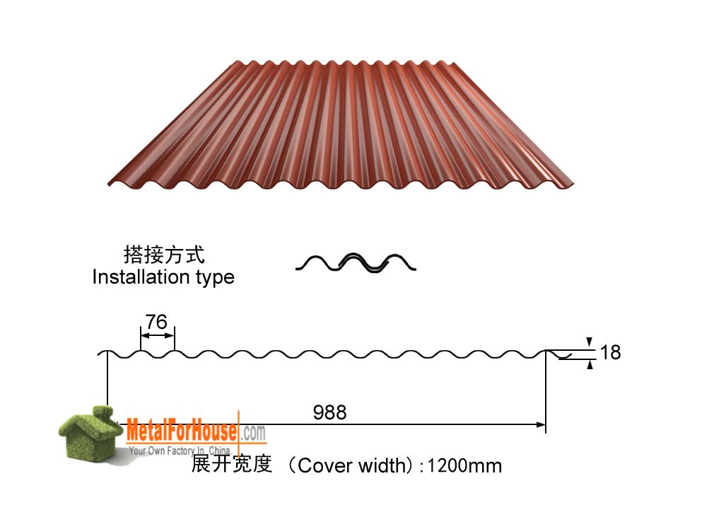 Corrugated Galvanized Steel Roofing Tile