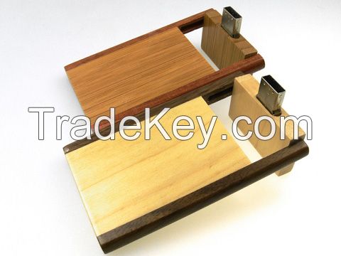 Good Quality Swivel Wood Card USB Flash Memory Stick Accept Paypal 