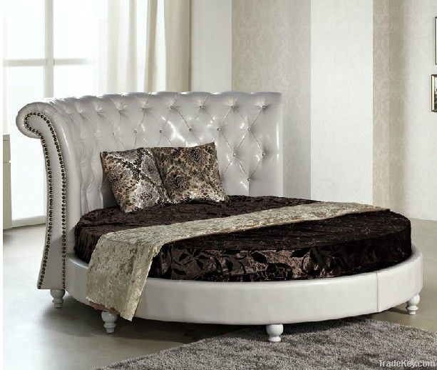 Bisini Modern Round Bed Design Furniture Solid Wood Round