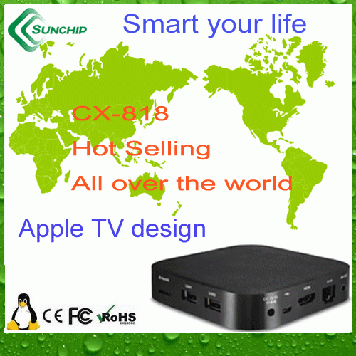 hot selling CX-818, dual core,android smart tv box, apple tv design