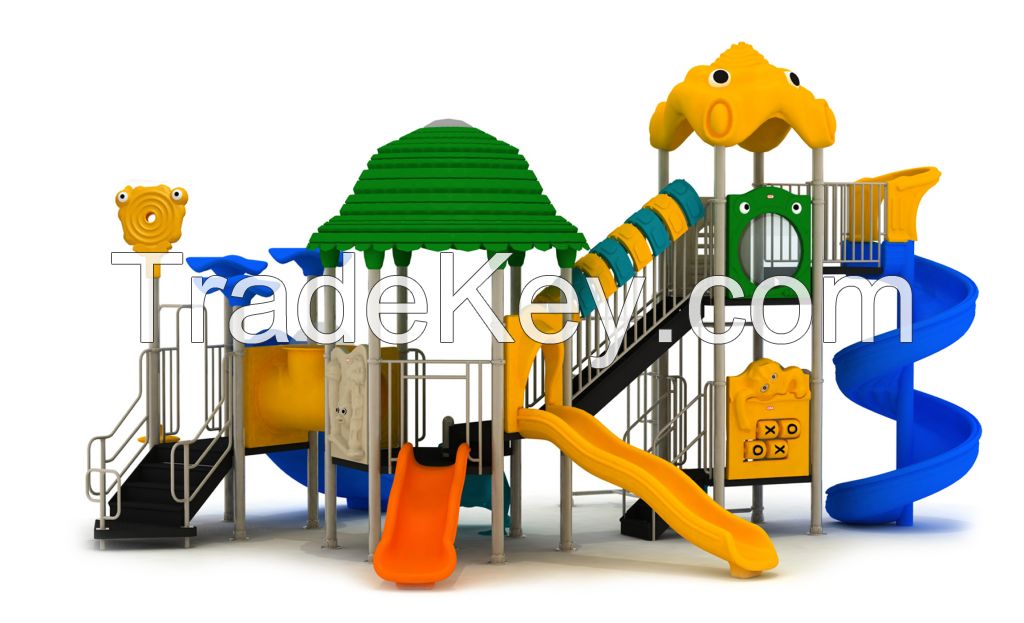 Outdoor commercial playground structures