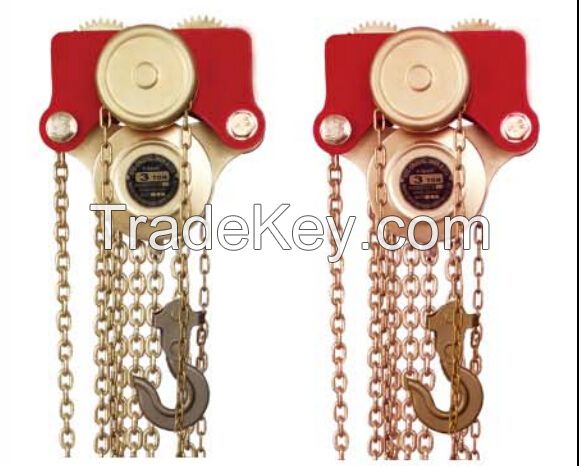 Non-Sparking Manual Chain Hoist With Trolleys Ex Certificate 1 Ton Capacity
