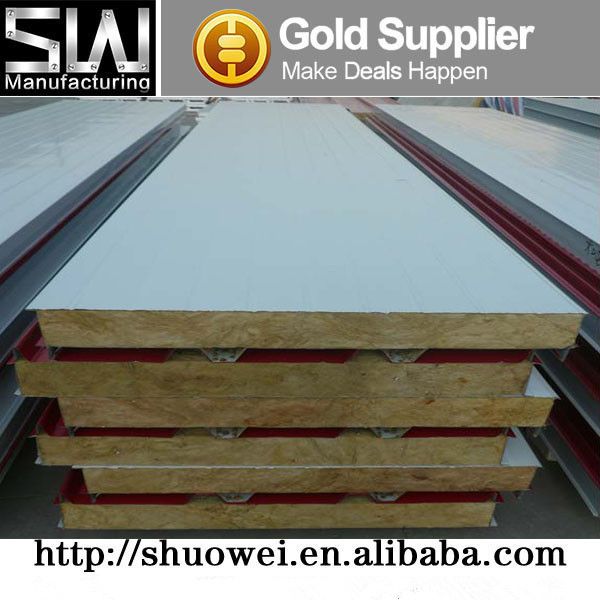 Insulated fireproof rock wool sandwich panels for roof and wall