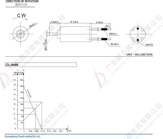 2.6 V CL-0408 coreless generator for medical equipment